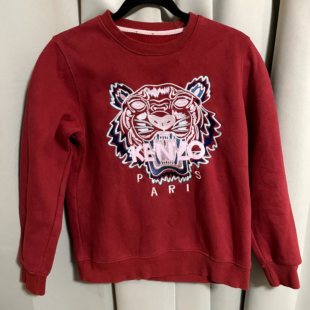 Kenzo Tiger Embroidered Classic Sweatshirt in Carmine
